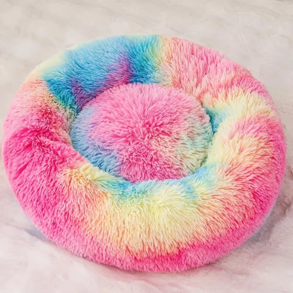 Cozy Rainbow Cat Bed